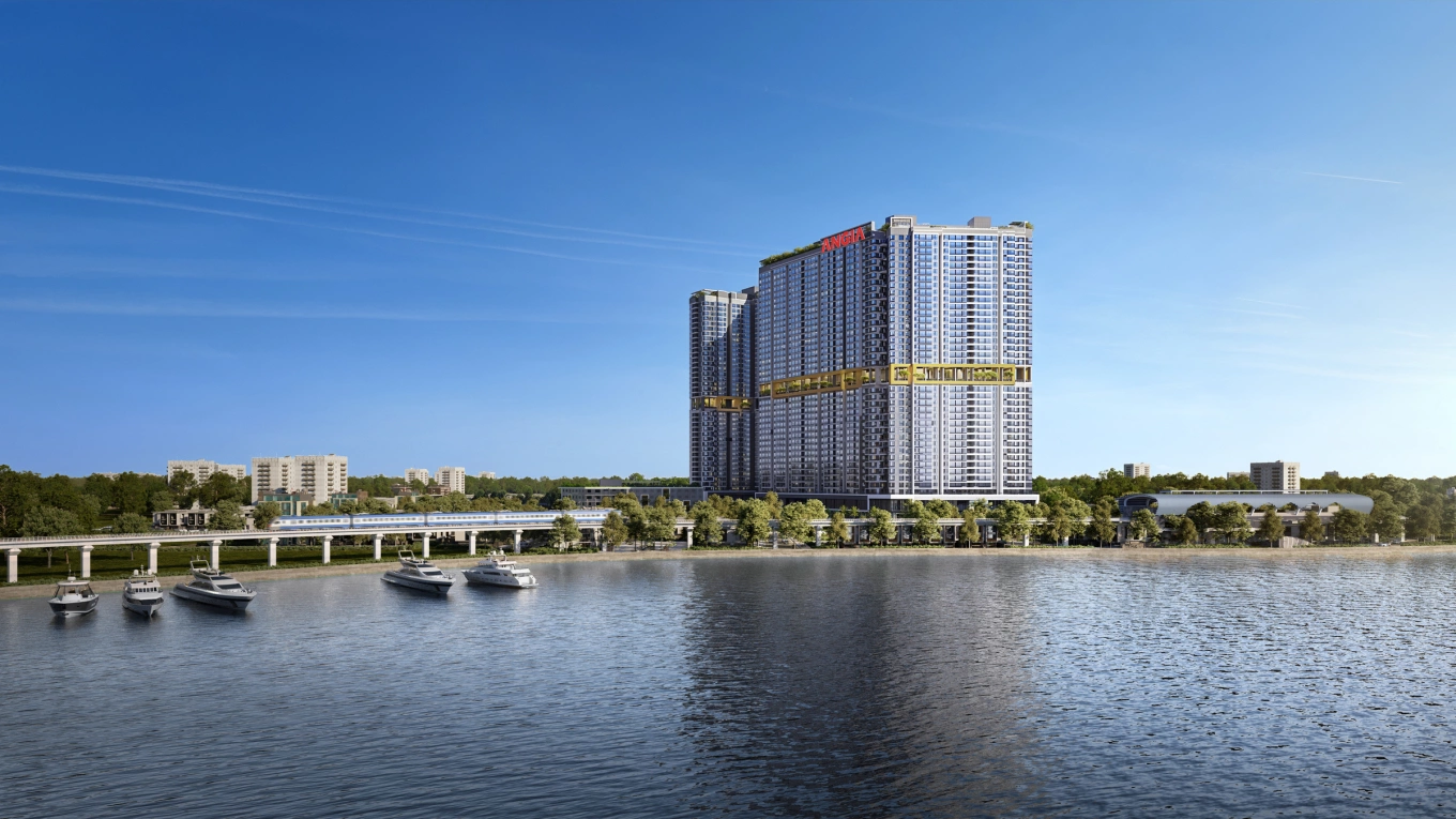 The Gió Riverside sở hữu vị trí đắc địa tại ngã ba sông, hứa hẹn trở thành biểu tượng kiến trúc mới của khu vực.